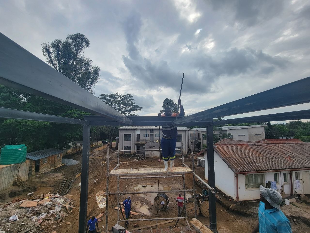 Steel frame in progress